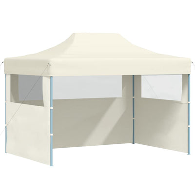 Vidaxl -Partyzelt mit 3 Seitenwänden faltbare 3x4 m Stahlcreme