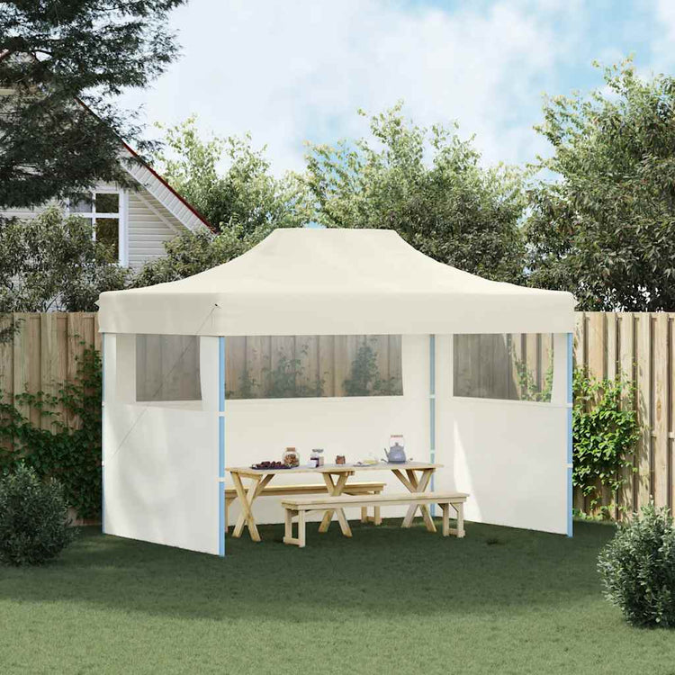 Vidaxl -Partyzelt mit 3 Seitenwänden faltbare 3x4 m Stahlcreme