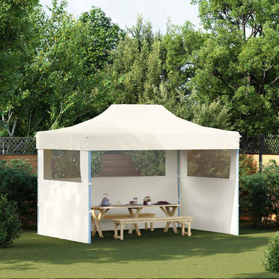 Vidaxl -Partyzelt mit 3 Seitenwänden faltbare 3x4 m Stahlcreme