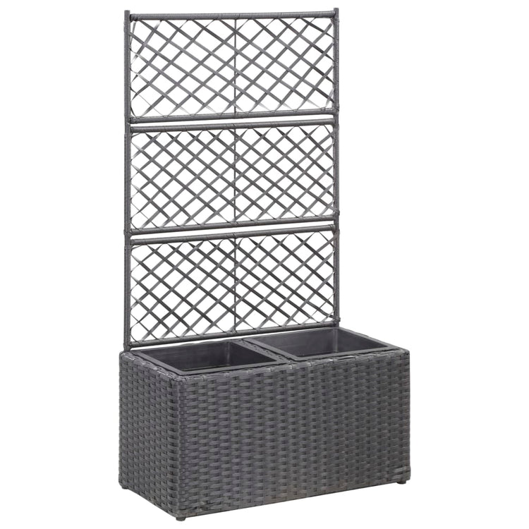 Vidaxl Latwerkplantenbak mit Töpfen 58x30x107 cm Rattan Schwarz