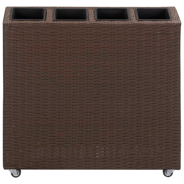 VIDAXL -Pflanzer mit 4 Töpfen 80x22x79 cm Poly Rattan Brown angehoben