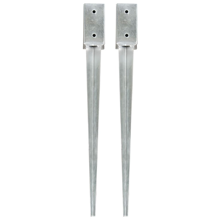 Vidaxl gemahlene Stifte 2 PCs 7x7x75 cm verzinkter Stahl Silber gefärbt