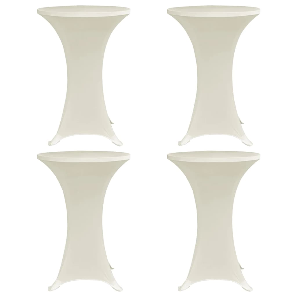 VIDAXL Standtischabdeckung 4 ST Stretch Ø80 cm Creme