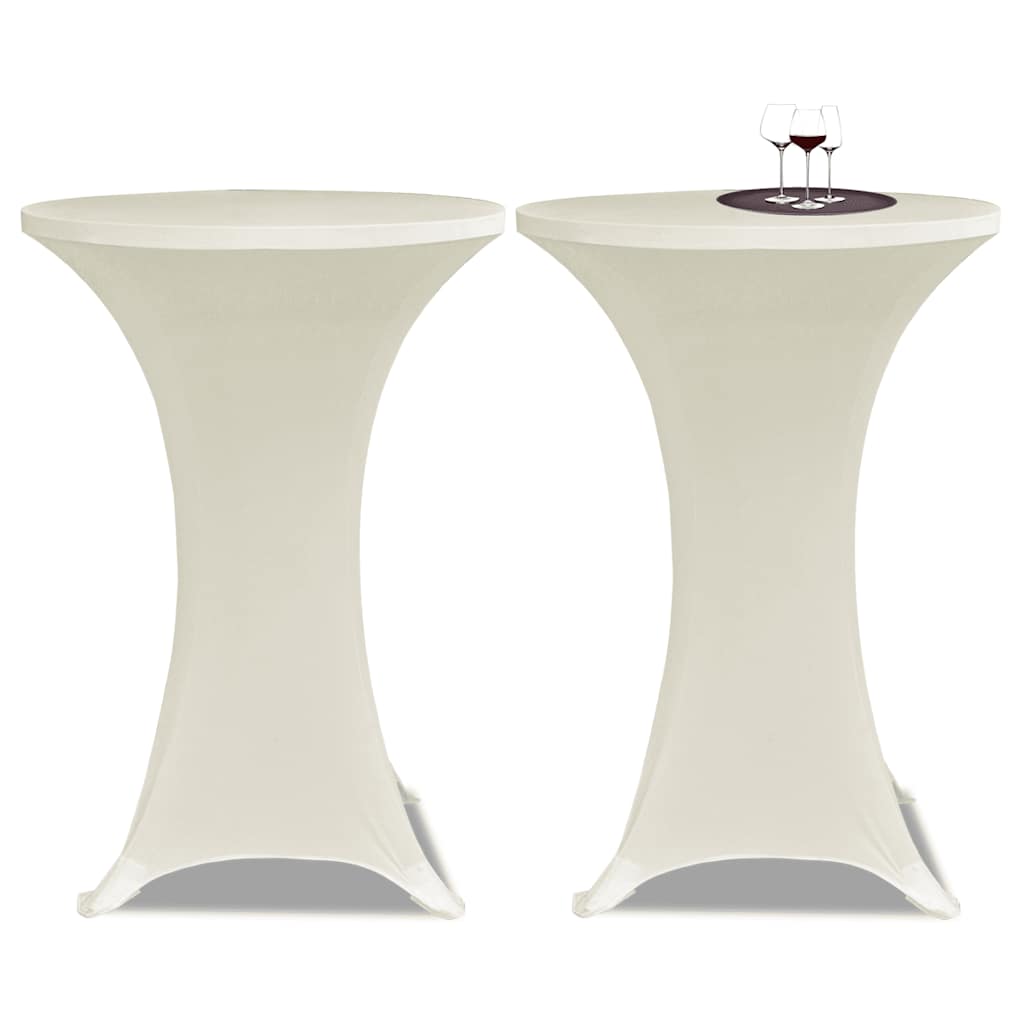 VIDAXL Standtischabdeckung 4 ST Stretch Ø80 cm Creme