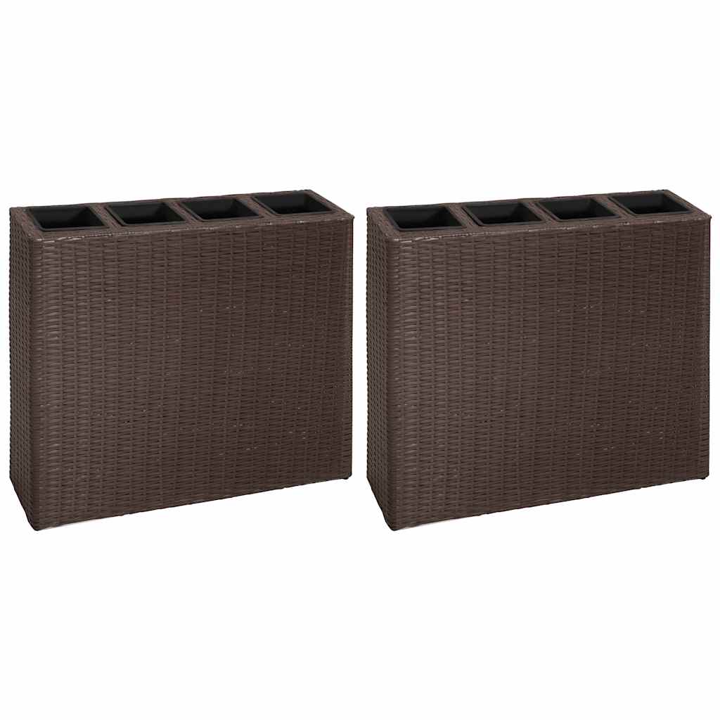 VIDAXL -Planungsbox mit 4 Töpfen 2 St Poly Rattan Brown angehoben