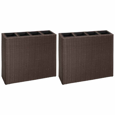 VIDAXL -Planungsbox mit 4 Töpfen 2 St Poly Rattan Brown angehoben
