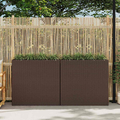 VIDAXL -Planungsbox mit 4 Töpfen 2 St Poly Rattan Brown angehoben