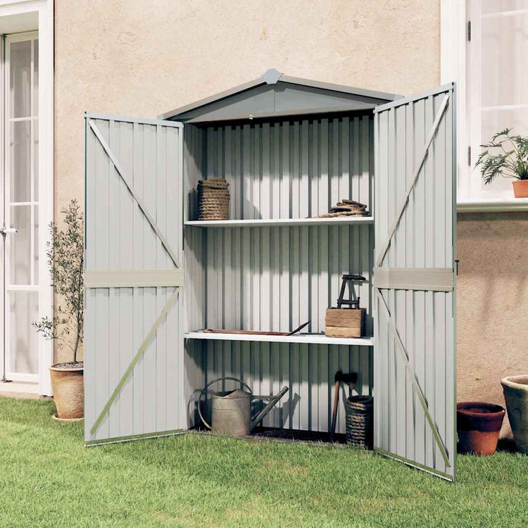 Vidaxl Garden Shed 116x45x175 cm verzinkter Stahl grau