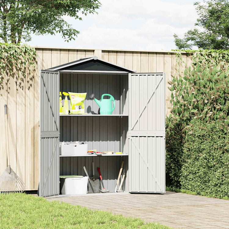 Vidaxl Garden Shed 116x45x175 cm verzinkter Stahl grau