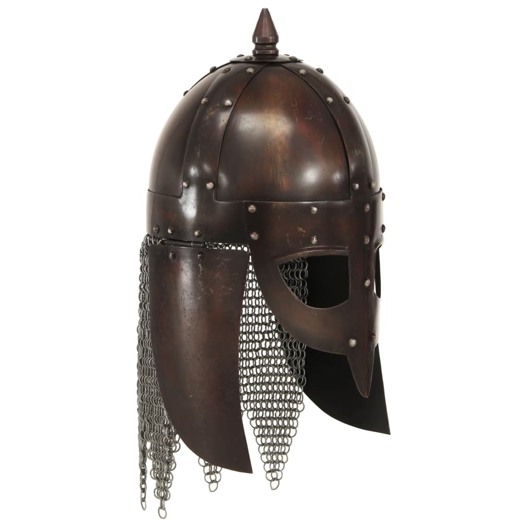 Vidaxl Viking Helm Replik Larp Stahl Kupferfarbe