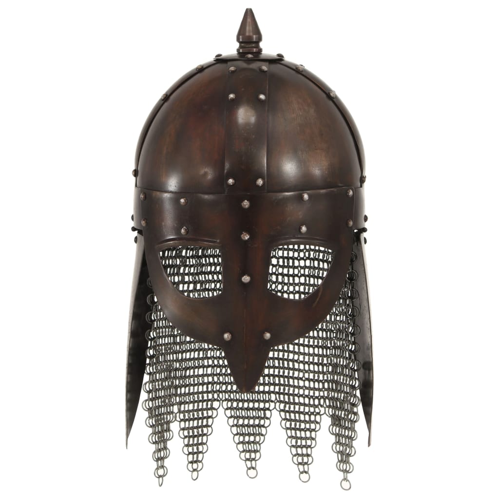 Vidaxl Viking Helm Replik Larp Stahl Kupferfarbe