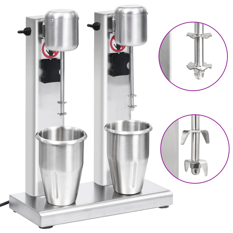 Vidaxl Milkshake -Mixer mit doppelten Tassen aus Edelstahl 2 l