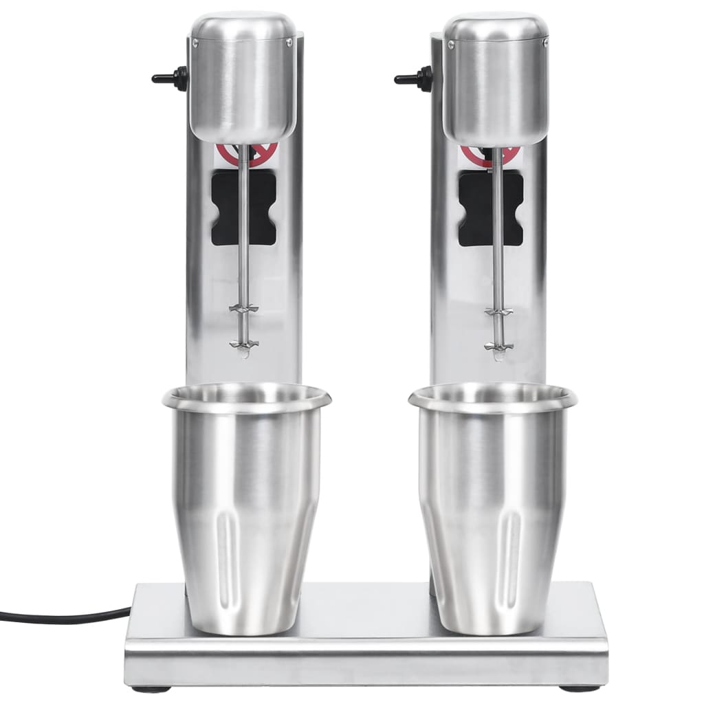 Vidaxl Milkshake -Mixer mit doppelten Tassen aus Edelstahl 2 l