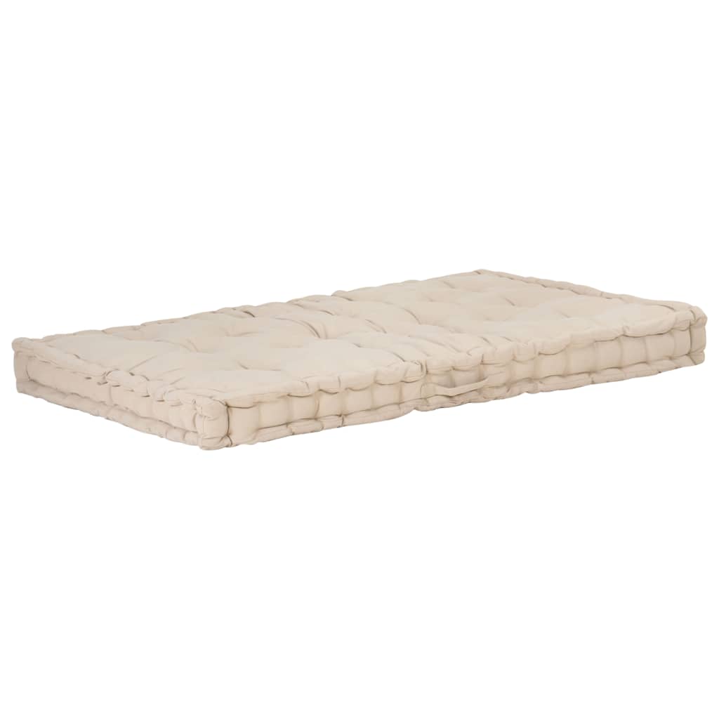 VIDAXL PALLET FODEN KUSSE 120 x 80 x 10 cm Baumwoll Beige