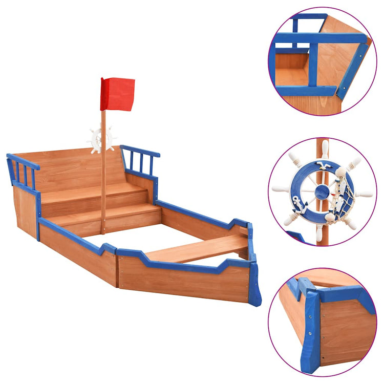 Vidaxx Sandkasten Piratenschiff 190x94,5x101 cm Kiefernholz
