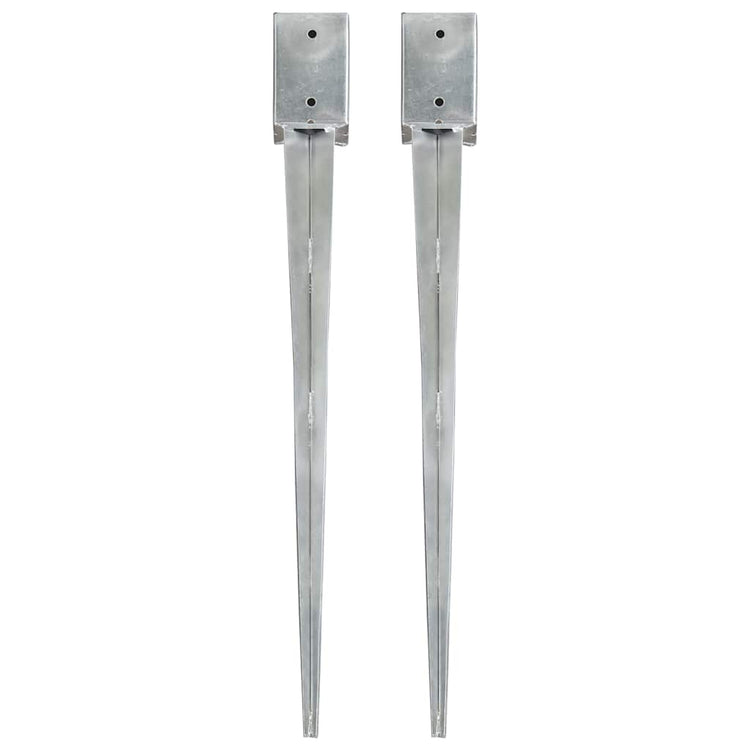 Vidaxl gemahlene Stifte 2 ST 9x9x90 cm verzinkter Stahl Silber gefärbt