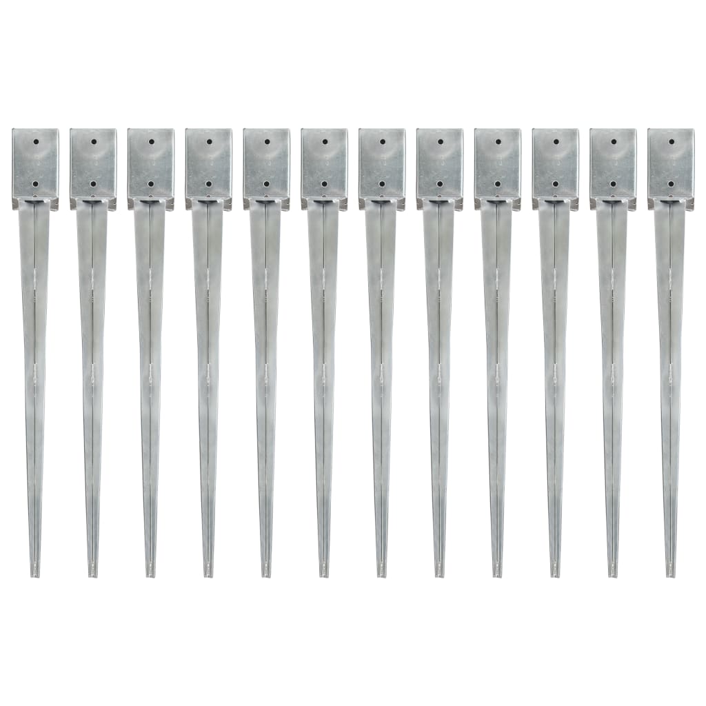 Vidaxl gemahlene Stifte 12 PCs 9x9x90 cm verzinkter Stahl Silber gefärbt