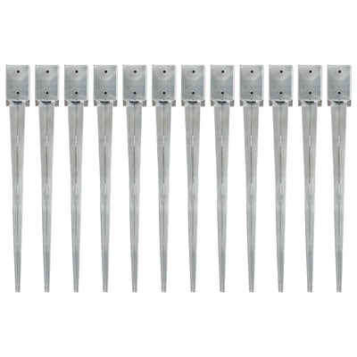 Vidaxl gemahlene Stifte 12 PCs 9x9x90 cm verzinkter Stahl Silber gefärbt