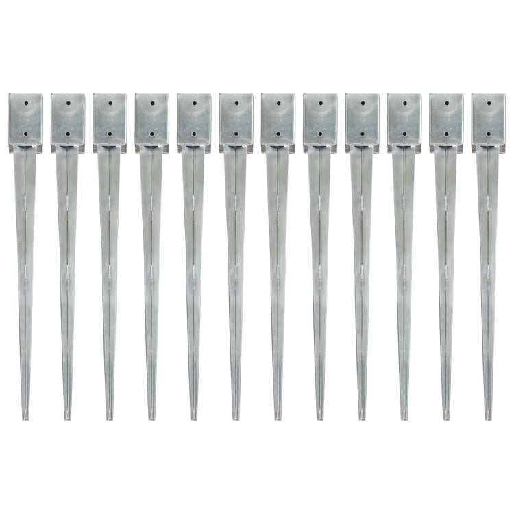 Vidaxl gemahlene Stifte 12 PCs 9x9x90 cm verzinkter Stahl Silber gefärbt