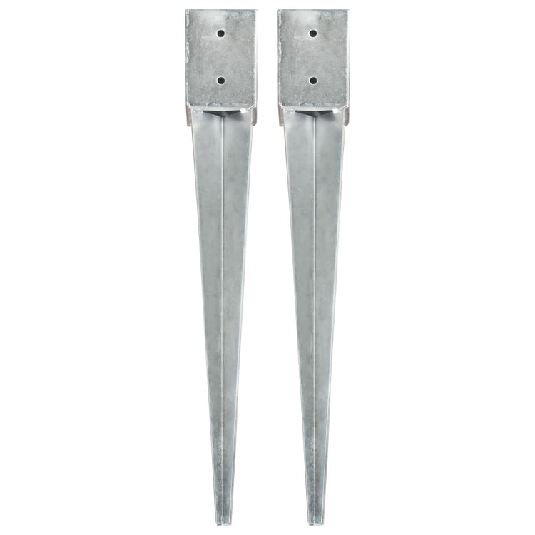 Vidaxl gemahlene Stifte 2 PCs 10x10x76 cm verzinkter Stahl Silberfarben