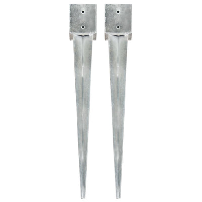 Vidaxl gemahlene Stifte 2 PCs 12x12x89 cm verzinkter Stahl Silber gefärbt