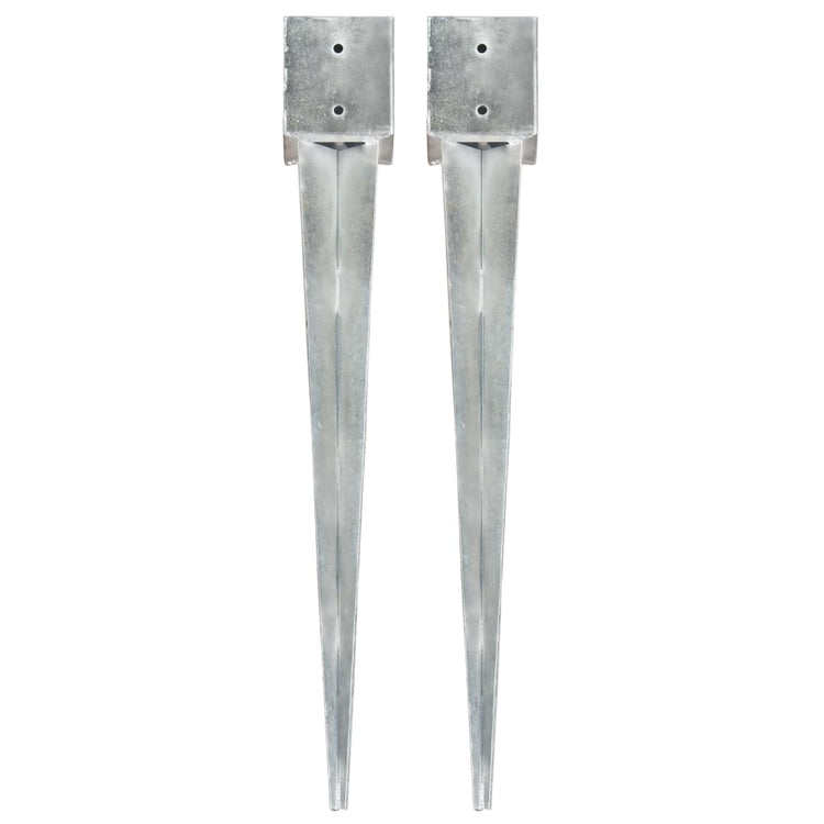 Vidaxl gemahlene Stifte 2 PCs 12x12x89 cm verzinkter Stahl Silber gefärbt