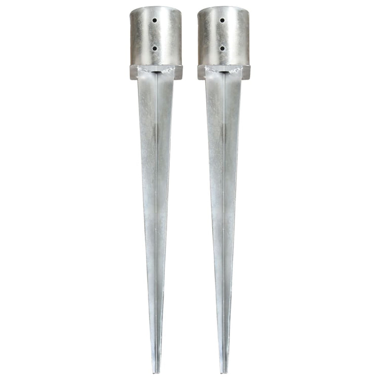 Vidaxl gemahlene Stifte 2 PCs 12x91 cm verzinkter Stahl Silberfarben
