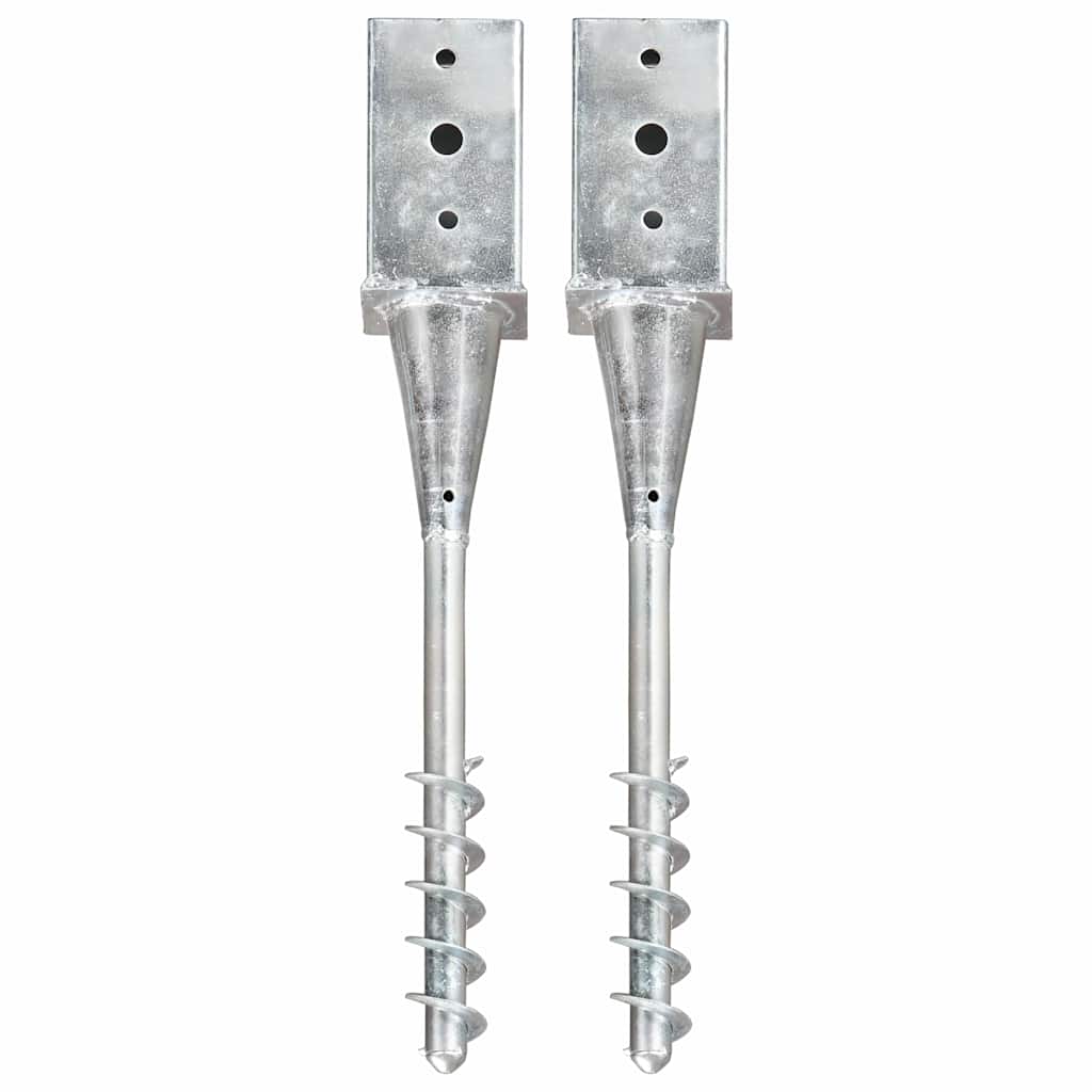 Vidaxl gemahlene Stifte 2 ST 8x8x57 cm verzinkter Stahl Silber gefärbt