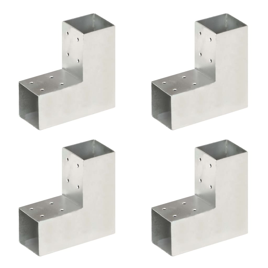 Vidaxl-Pfahlverbindungen 4 ST L-Form 71 x 71 mm verzinktes Metall