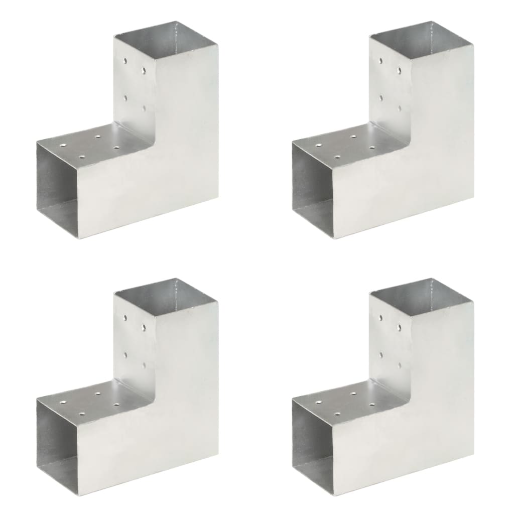 Vidaxl-Pfahlanschlüsse 4 ST L-Form 81 x 81 mm verzinktes Metall
