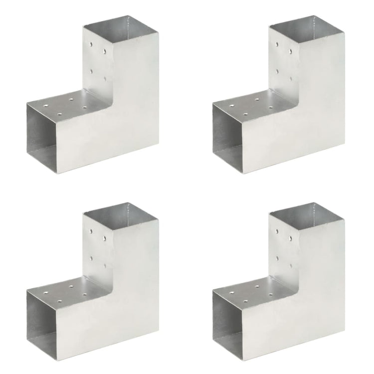 Vidaxl-Pfahlanschlüsse 4 ST L-Form 81 x 81 mm verzinktes Metall