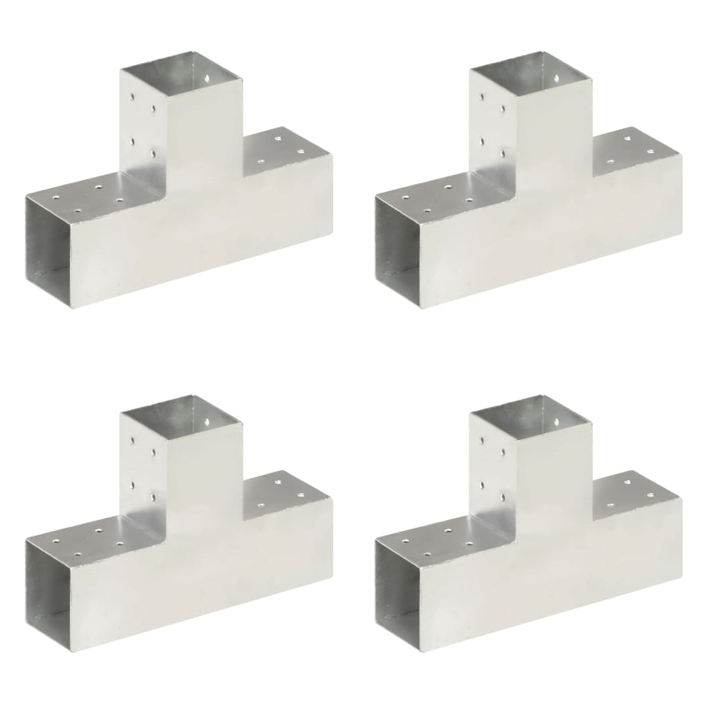 Vidaxl-Pfahlanschlüsse 4 ST T-Form 81x81 mm verzinktes Metall