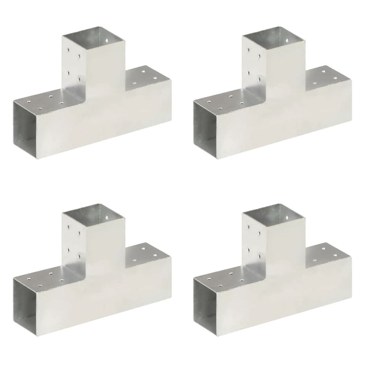 Vidaxl-Pfahlanschlüsse 4 ST T-Form 81x81 mm verzinktes Metall