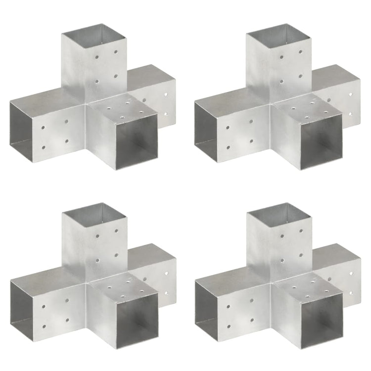 Vidaxl-Pfahlverbindungen 4 PC-Form 81 x 81 mm verzinktes Metall