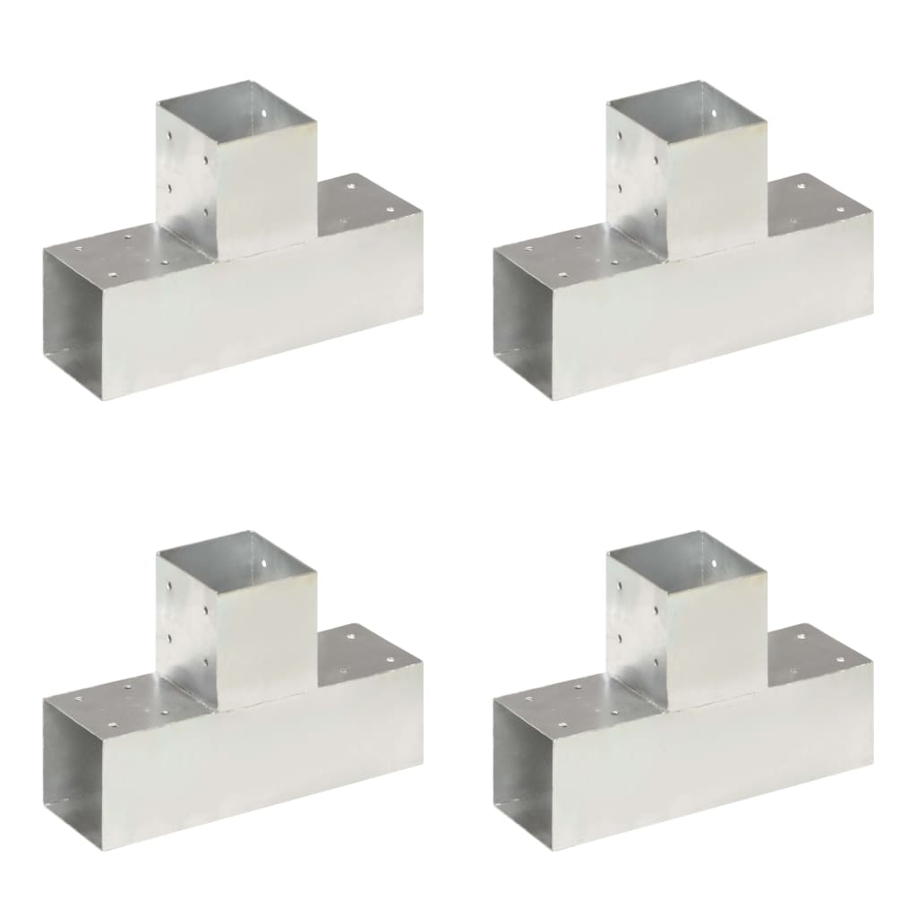 Vidaxl-Pfahlverbindungen 4 ST T-Form 91x91 mm verzinktes Metall