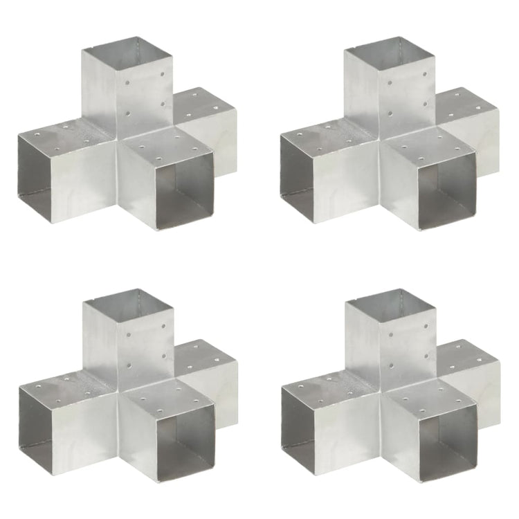 Vidaxl-Pfahlverbindungen 4 PC-Form 91x91 mm verzinktes Metall