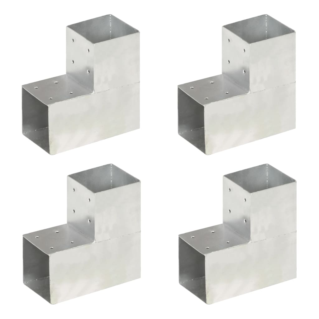 Vidaxl-Pfahlanschlüsse 4 ST L-Form 101x101 mm verzinktes Metall