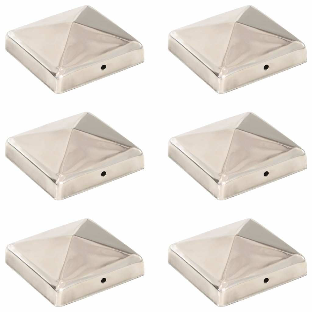 Vidaxl -Pfahlhaube 6 PST Pyramide 91 x 91 mm Edelstahl
