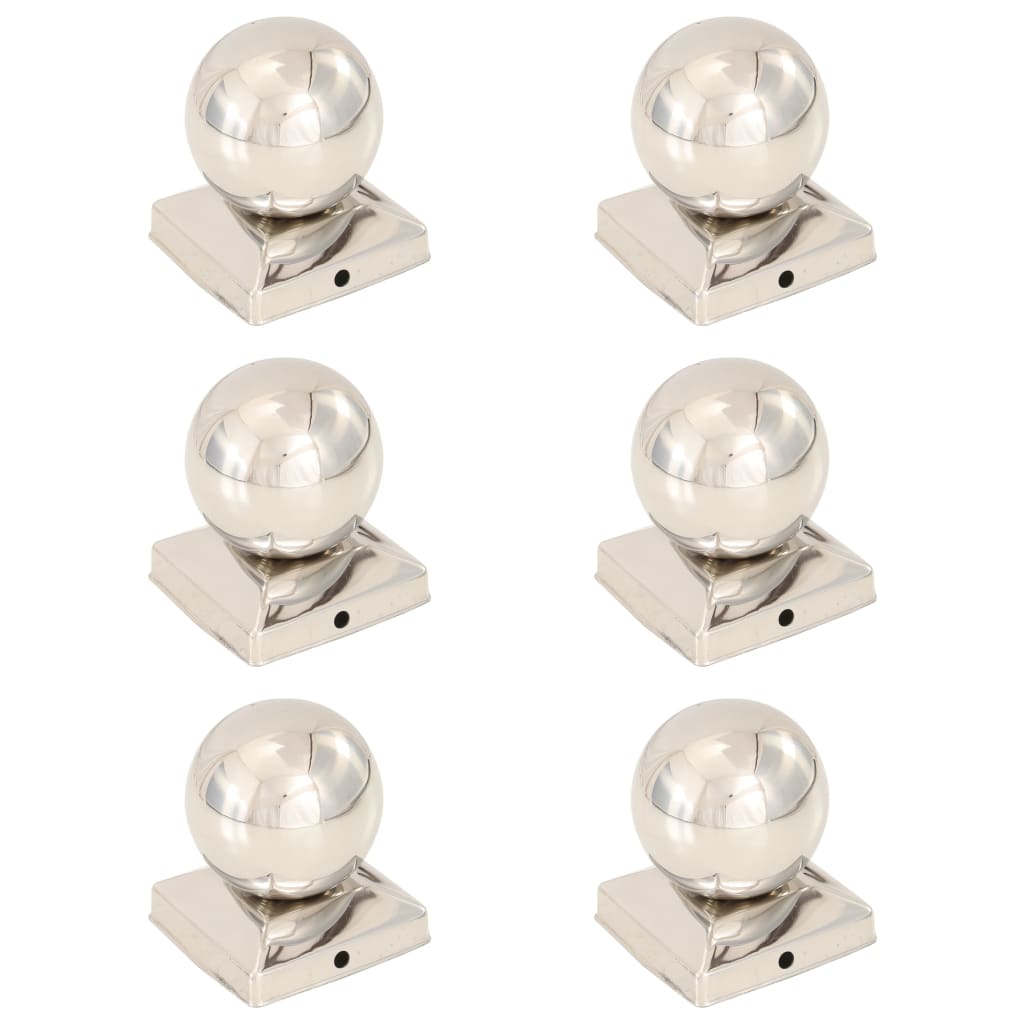 VIDAXL -Pfahlhaube 6 St Bol 91 x 91 mm Edelstahl