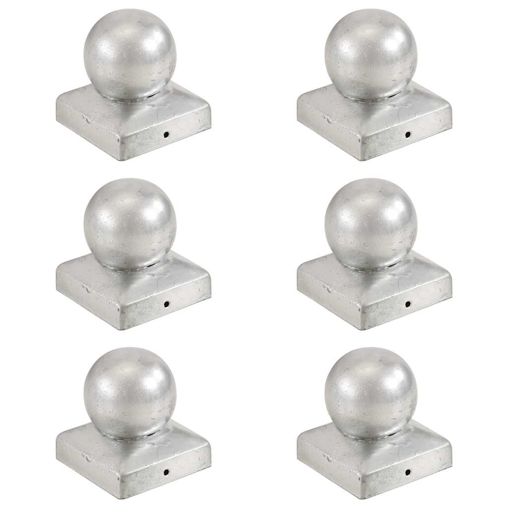 Vidaxl -Pfahlhauben 6 St Bol 71 x 71 mm verzinktes Metall