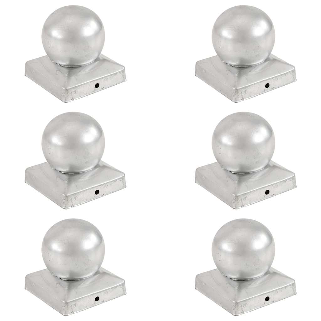 Vidaxl -Pfahlhauben 6 St Bol 91 x 91 mm verzinktes Metall