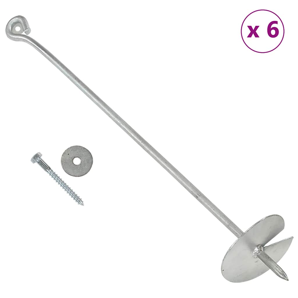 Vidaxl gemahlene Anker 6 Stcs 10x60 cm verzinktes Metall
