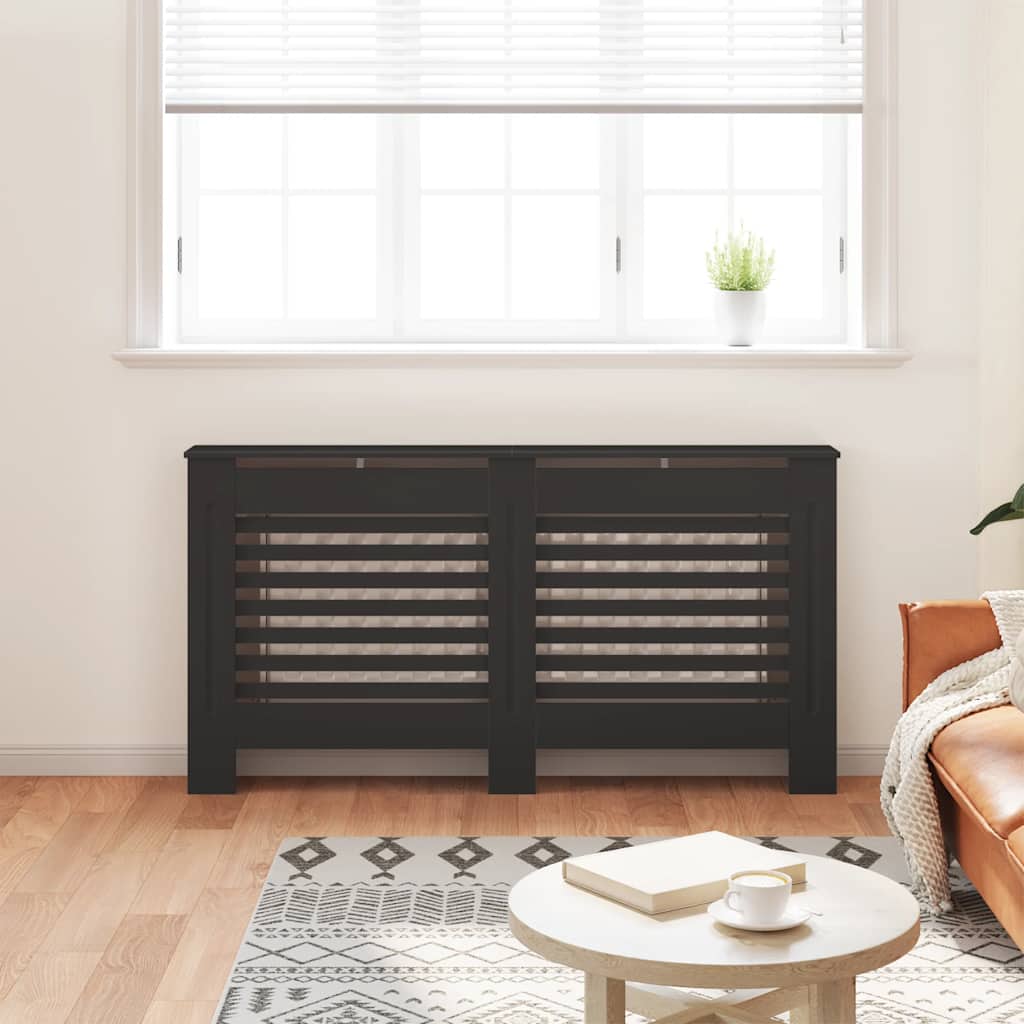 VIDAXL -Radiatorkonstruktion 152x19x81.5 cm MDF Schwarz