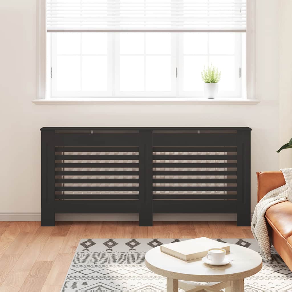 VIDAXL -Radiatorkonstruktion 172x19x81.5 cm MDF Schwarz