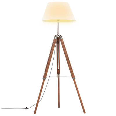 Vidaxl Stehlampe Driepoot 141 cm Festes Teakhonigbraun und Weiß