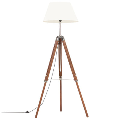 Vidaxl Stehlampe Driepoot 141 cm Festes Teakhonigbraun und Weiß
