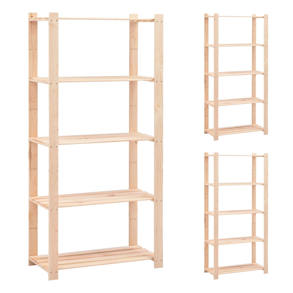 VIDAXL-Speicher 5-Schicht 3 ST 80x38x170 cm Kiefernholz 250 kg