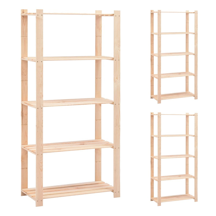 VIDAXL-Speicher 5-Schicht 3 ST 80x38x170 cm Kiefernholz 250 kg