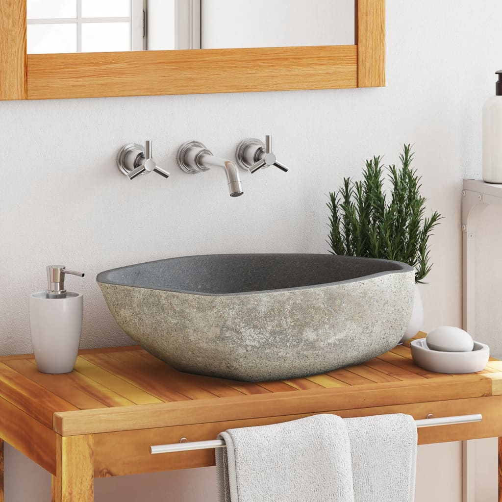 VIDAXL WASHBAIN OVAL (45-53) x (34-41) CM-Flussstein