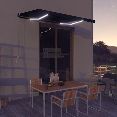 Vidaxl luifel mit LED 350x250 cm Anthrazit manuell ausziehbar